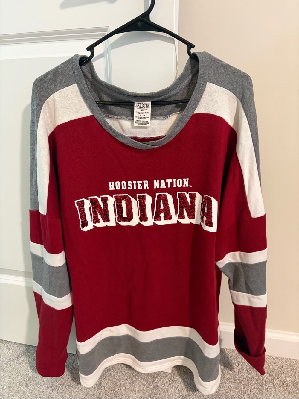 PINK Indiana Hoosiers Sequin Long Sleeve Sweatshirt